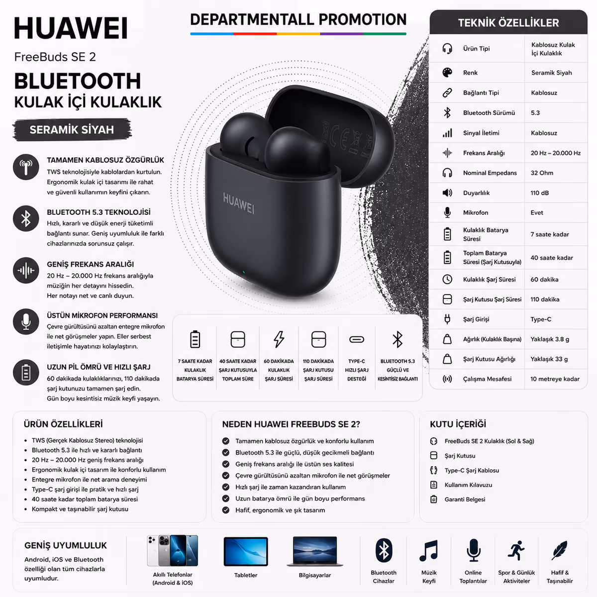 Huawei Freebuds SE 2 · Seramik Siyah 