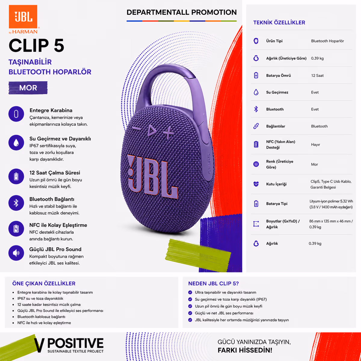 JBL Clip 5 · Mor 