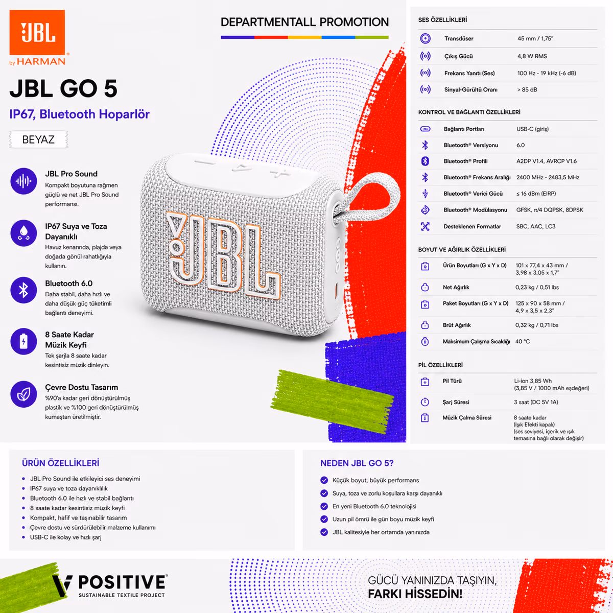 JBL GO5 · Beyaz 