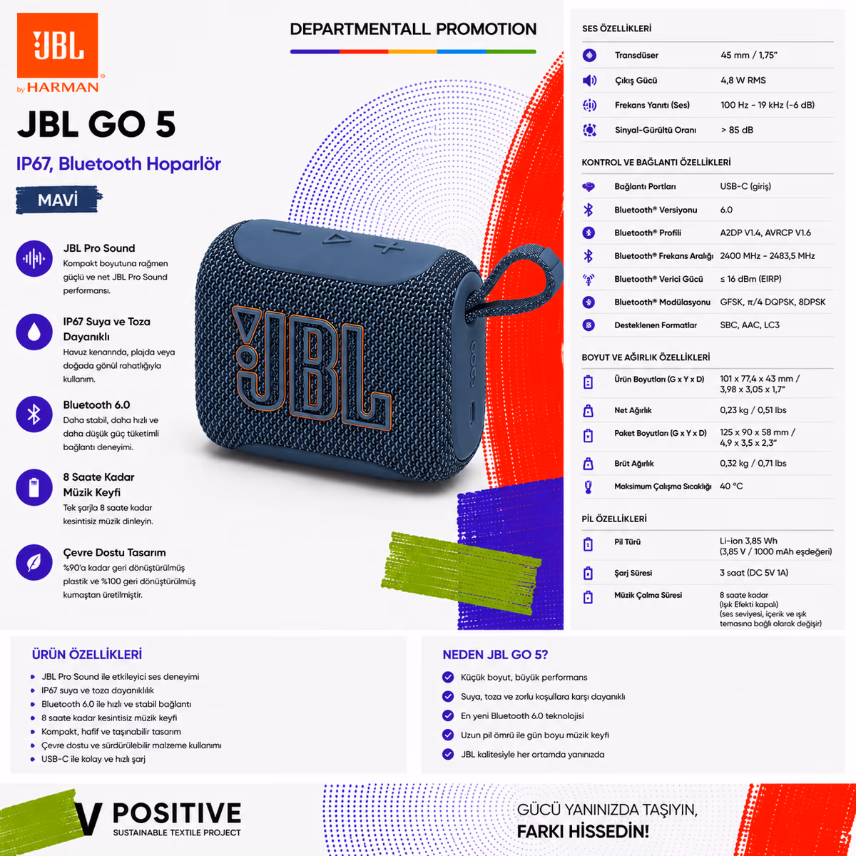 JBL GO5 · Mavi 