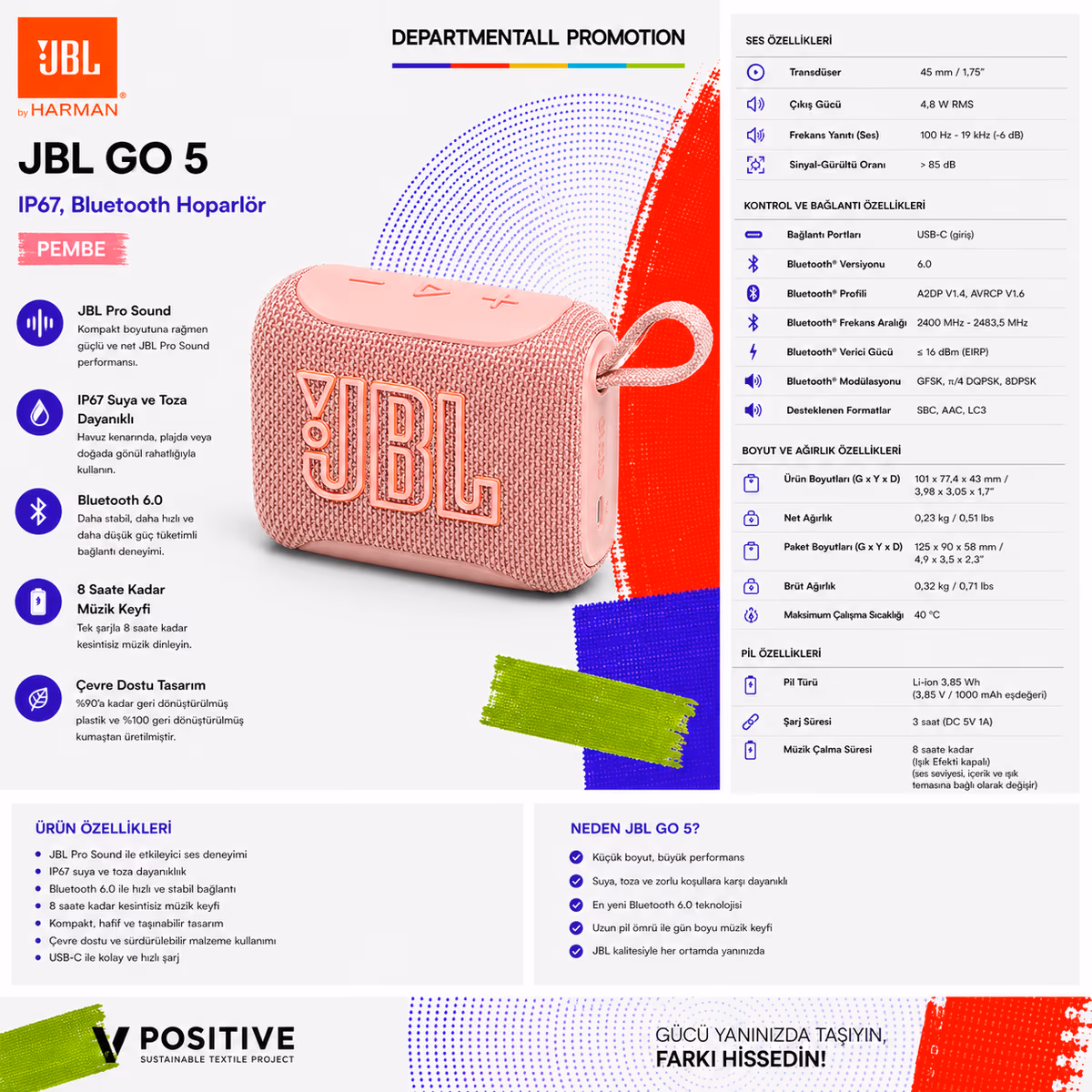 JBL GO5 · Pembe 