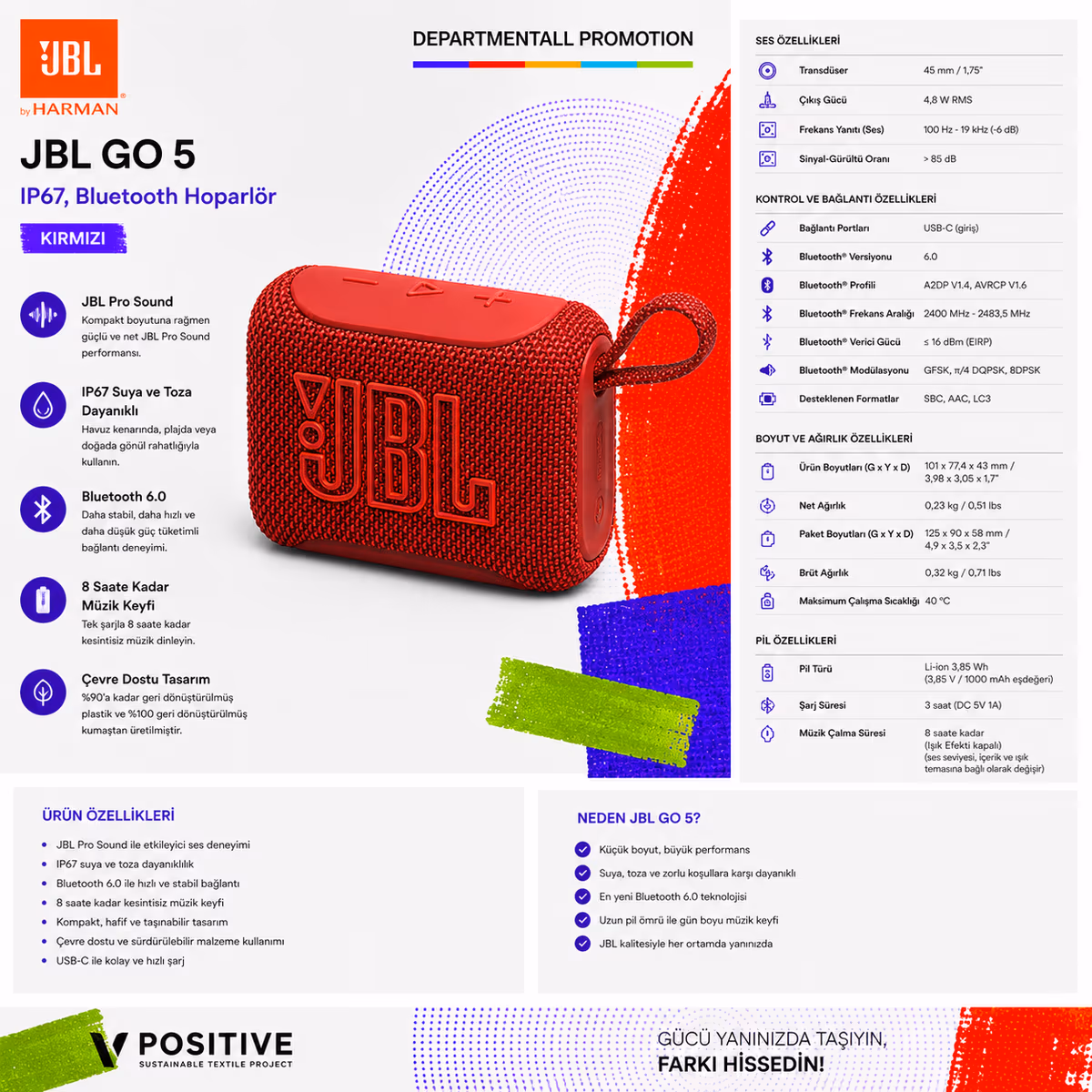 JBL GO5 · Kırmızı 
