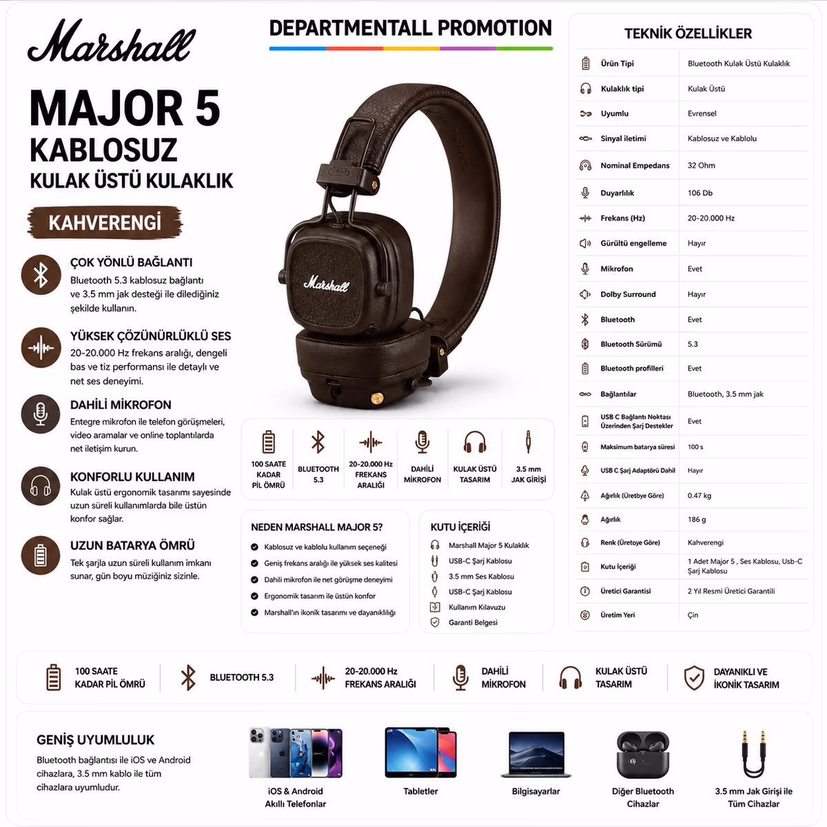 Marshall Major 5 · Kahverengi 