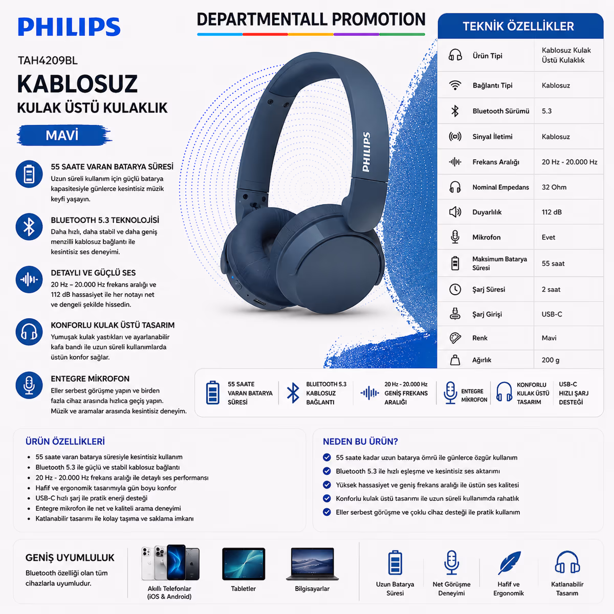 Philips TAH4209BL · Mavi 