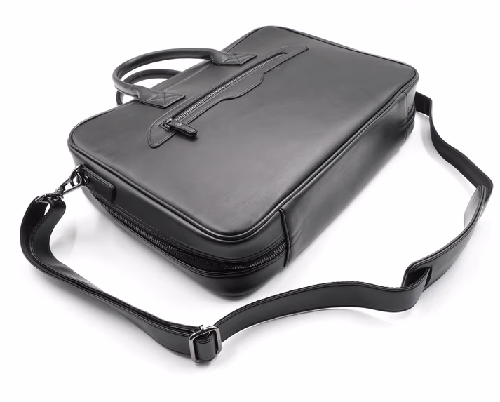Vegan 16 inç Askılı Laptop Organizer & Evrak Çantası - Siyah 