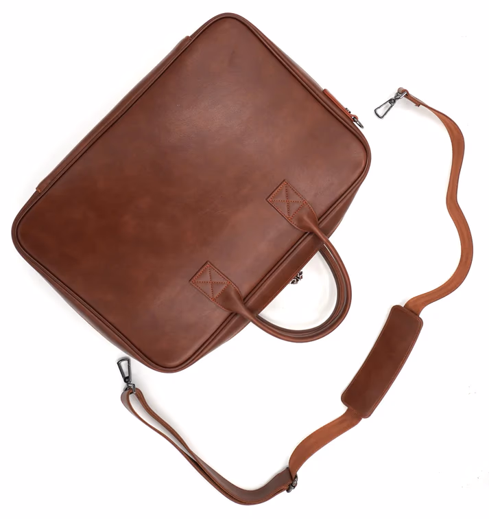 Vegan Kahverengi 16 inç Askılı Laptop Organizer & Evrak Çantası 
