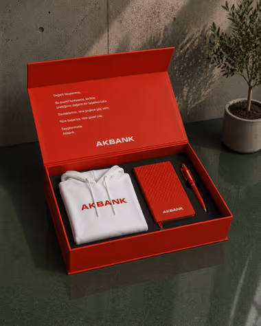 Akbank için Positive Studio merch üretimi