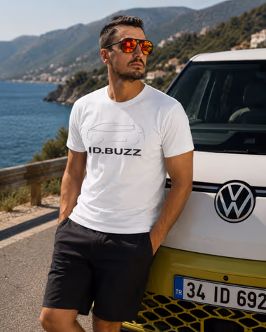ID.Buzz için Positive Studio merch üretimi
