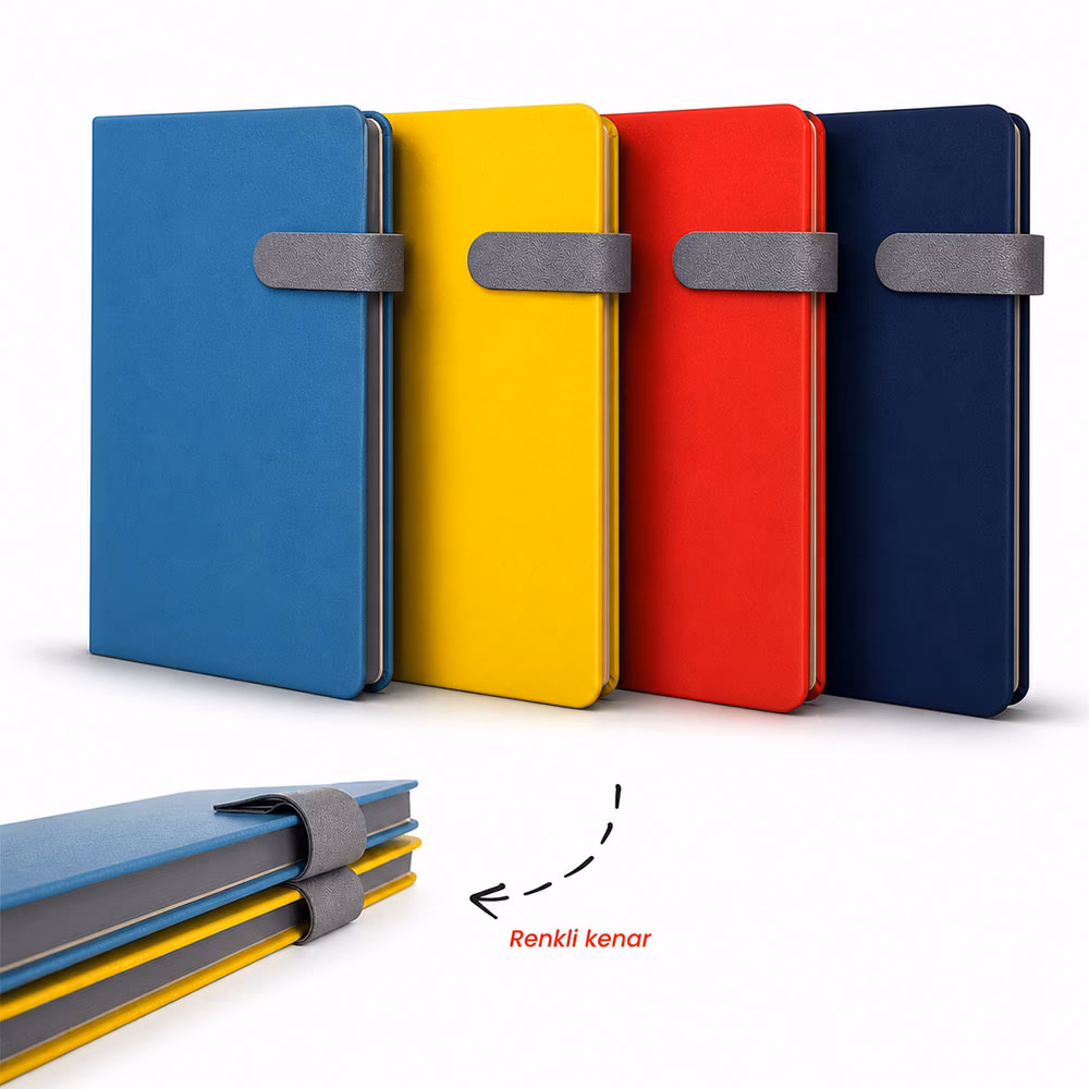 Termo Deri Kenarları Boyalı ve Mıknatıslı Defter