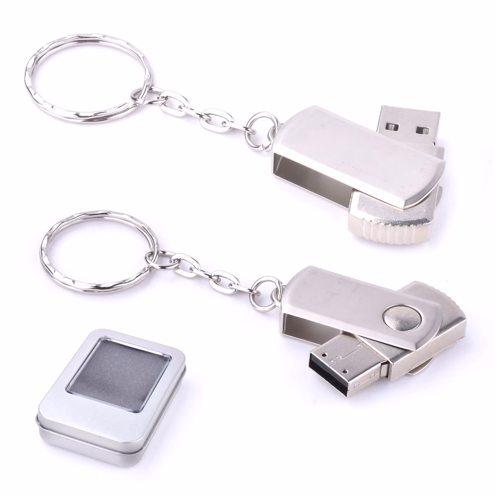USB 3.0 Bellek 16 GB Döner Kapaklı Metal Anahtarlık - Gümüş / 16 GB