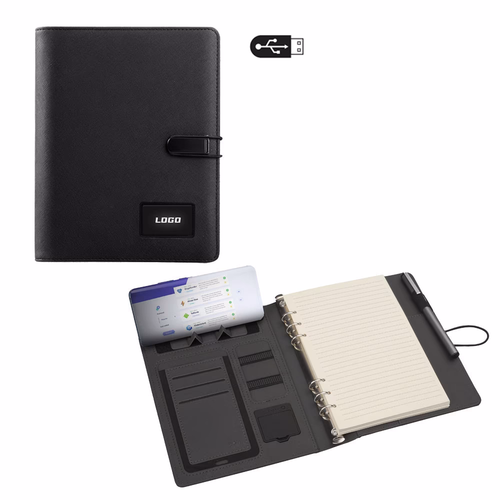Powerbank 8000 mAh 16 GB USB Wireless Organizer - Siyah / 16 GB