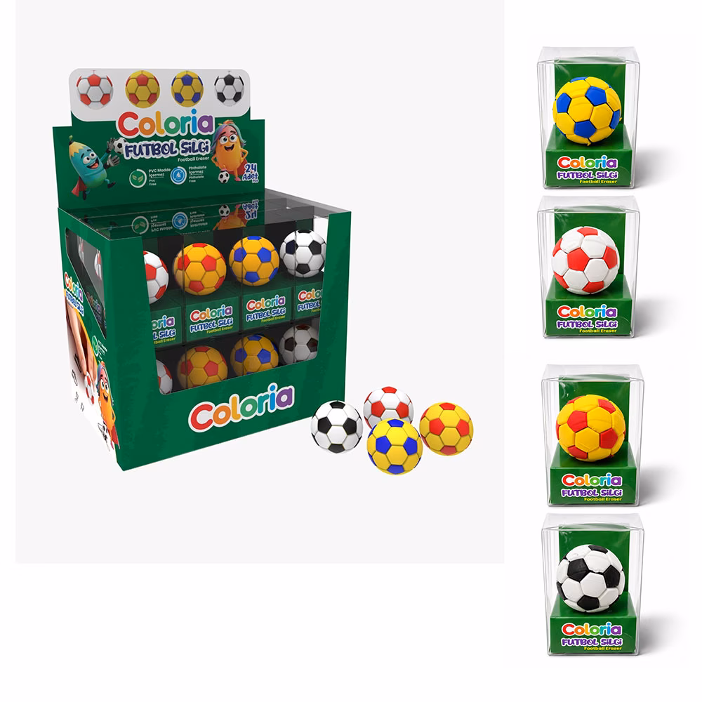 24’lü 3D Futbol Silgi Seti - Çok Renkli