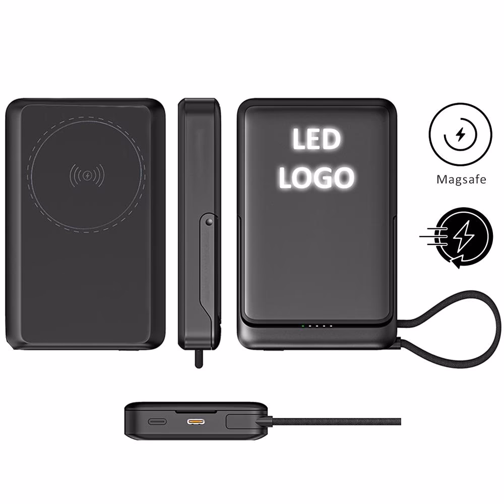 Powerbank 10000 mAh ( Işıklı Magsafe & 22.5w Hızlı Şarj ) - SİYAH