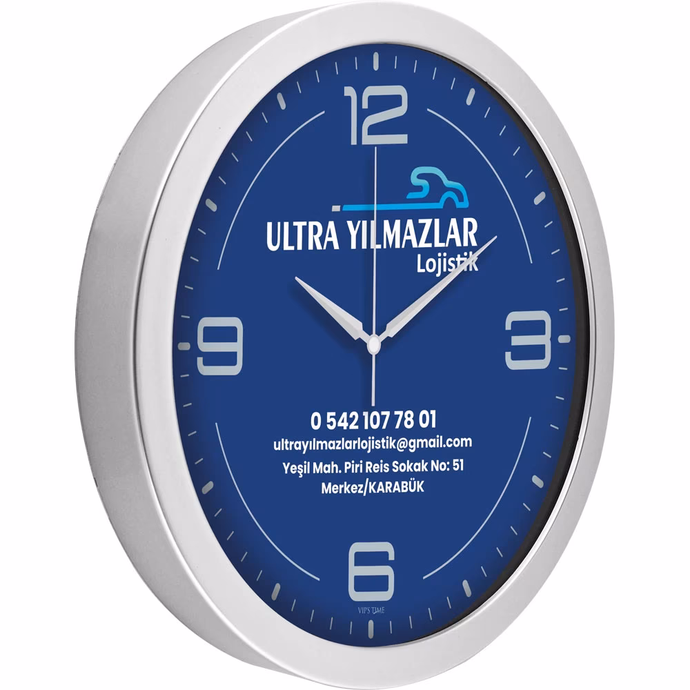 Metalize Duvar Saati - Gümüş / Ø 30 cm