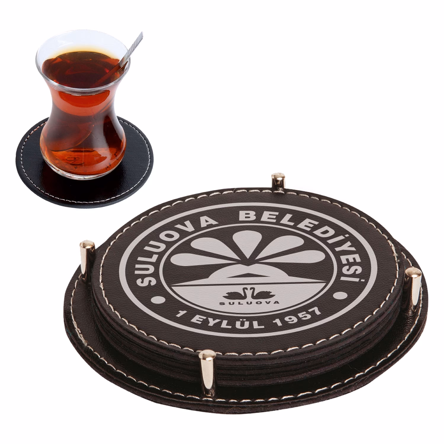 4 'lü Deri Bardak Altlığı