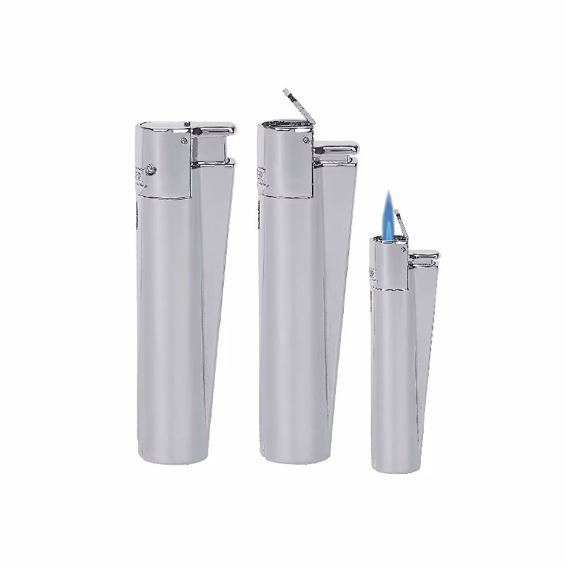 MJ-100 Clipper Metal Turbo Si̇boplu Çakmak - Saten-Silver