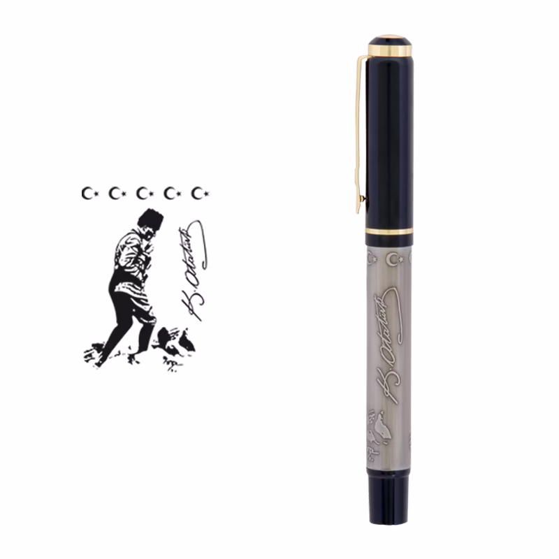 661-R Kabartma Figürlü Metal Roller Kalem - Atatürk