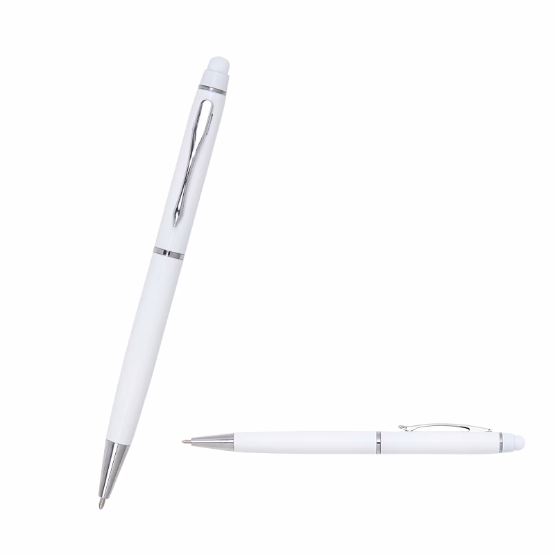 Metal Tükenmez Touchpen Kalem - Beyaz