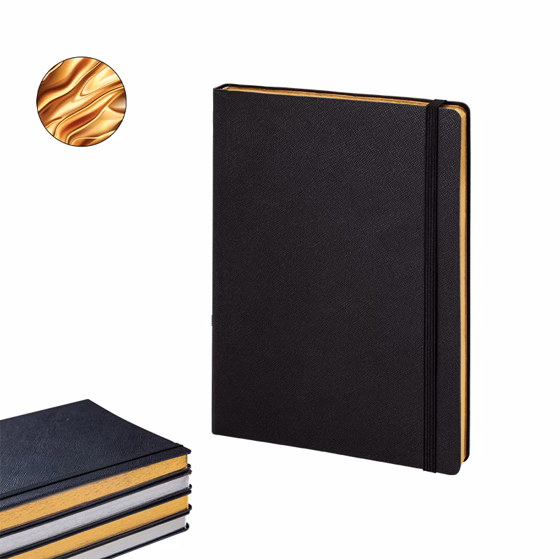 15 x 21 Termo Deri̇ Defter (Ivory Kağıt) - Siyah-Altın Varak