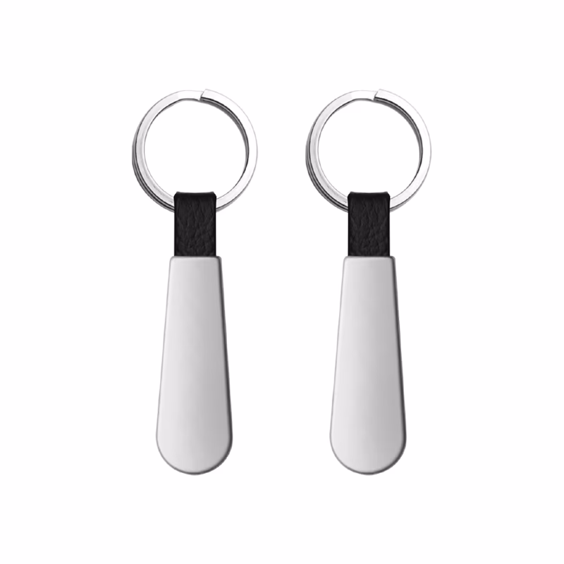 Çift Taraflı Metal Suni̇ Deri̇ Anahtarlık - Krom