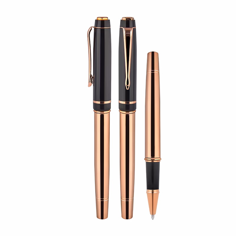 1219-R Metal Roller Kalem - Rose Gold-Siyah