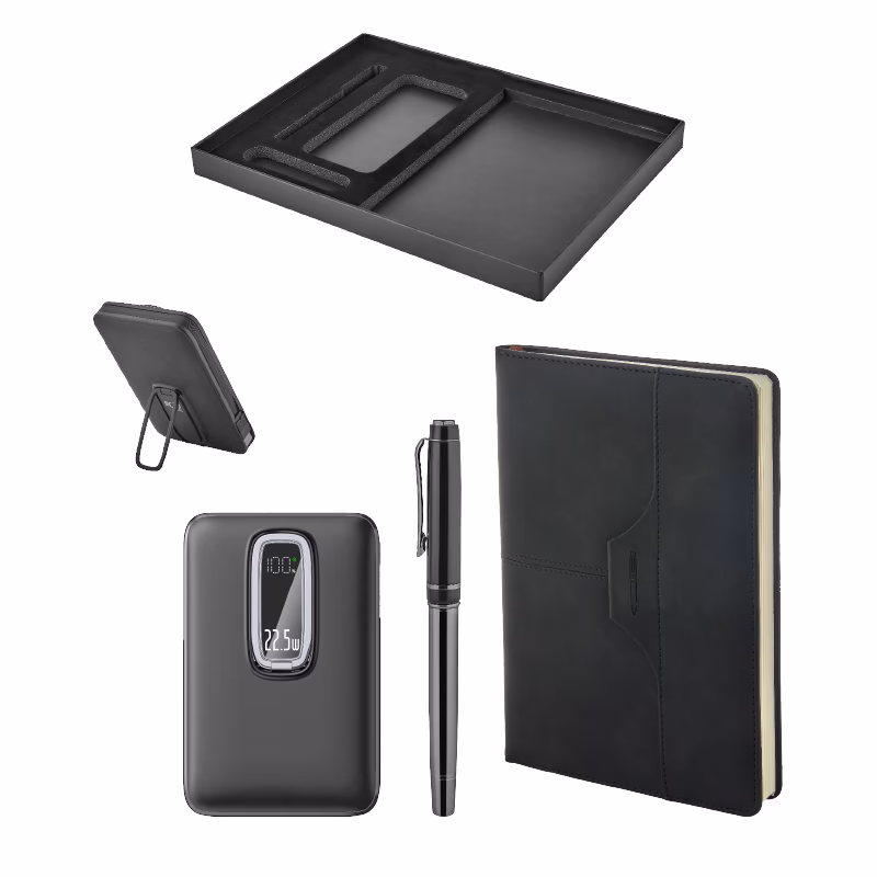 Kalem & Defter & Powerbank Set - Siyah