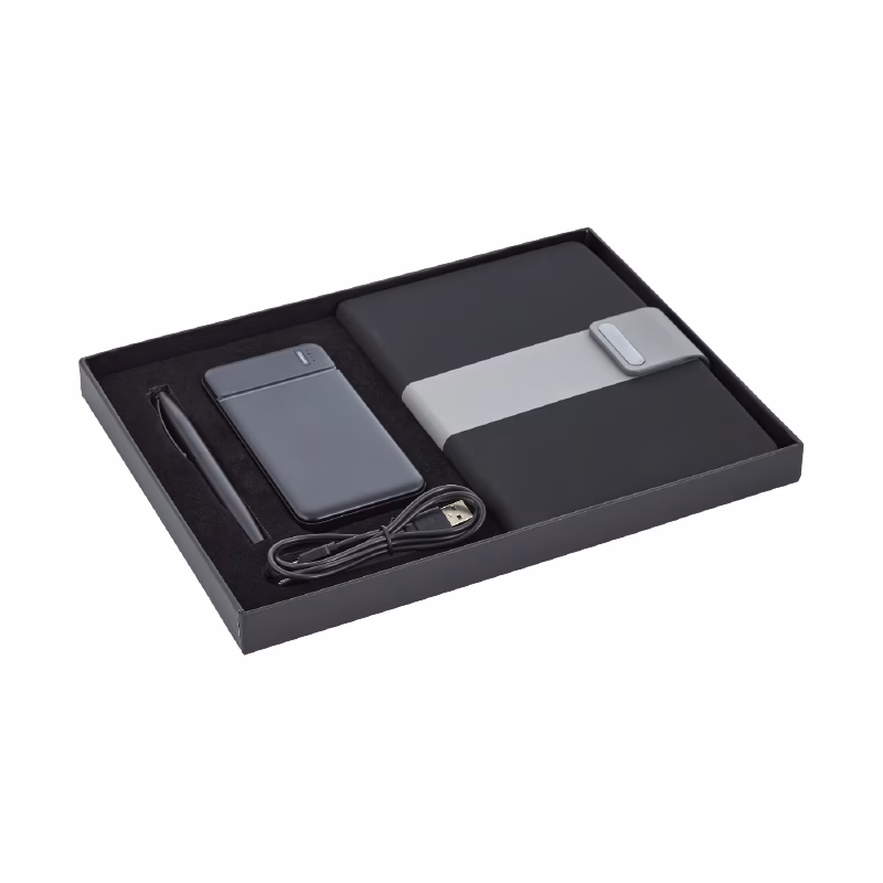 Defter & Kalem & Powerbank Set - Siyah