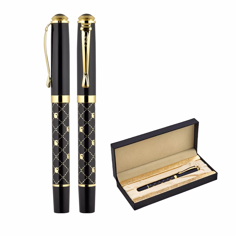656-KR Metal Roller Kalem Seti - Siyah-Gold