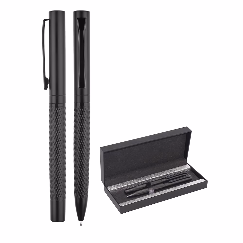 1251-RT Metal Roller & Tükenmez Kalem Seti - Siyah