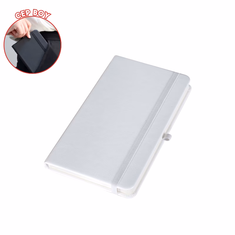 9 x 14 Termo Deri Defter - Beyaz