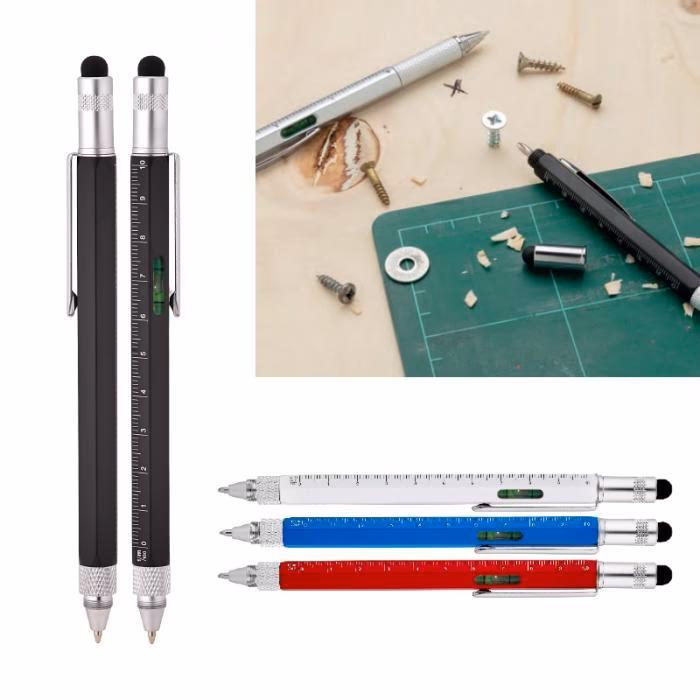 Metal Su Terazili - Tornavidalı Touchpen Mühendis Kalem