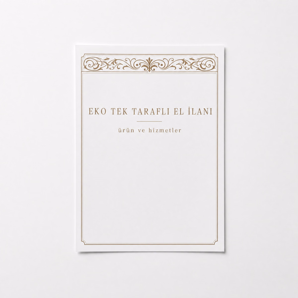 Eko Tek Taraflı El İlanı