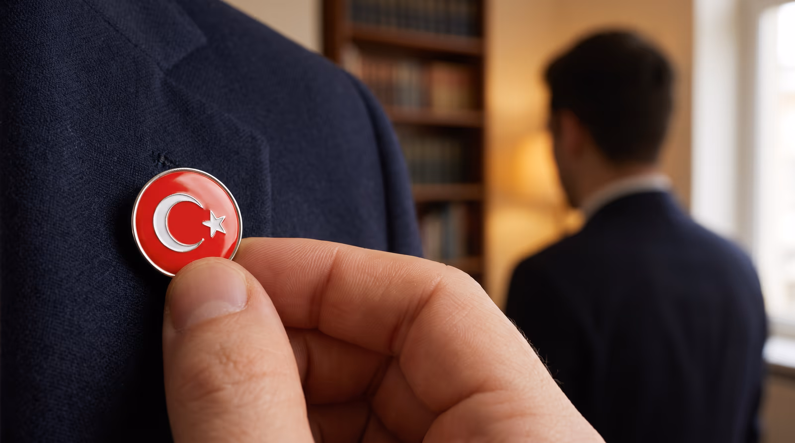 Yeni üyenin yakasına takılan ilk işaret